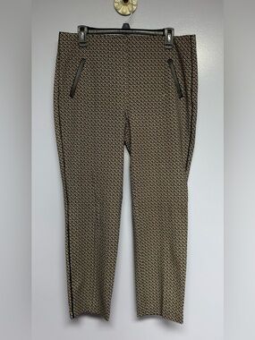 Chico's Brown Geometric Slim stretch Dress Pants women’s size 2